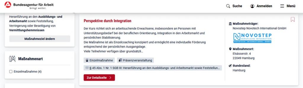 kursnet-online.arbeitsagentur.de Novostep 2 JPG